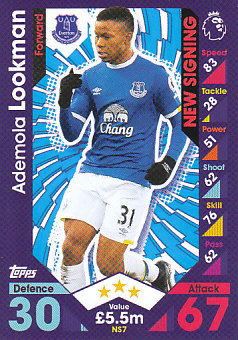 Ademola Lookman Everton 2016/17 Topps Match Attax Extra New Signing #NS7